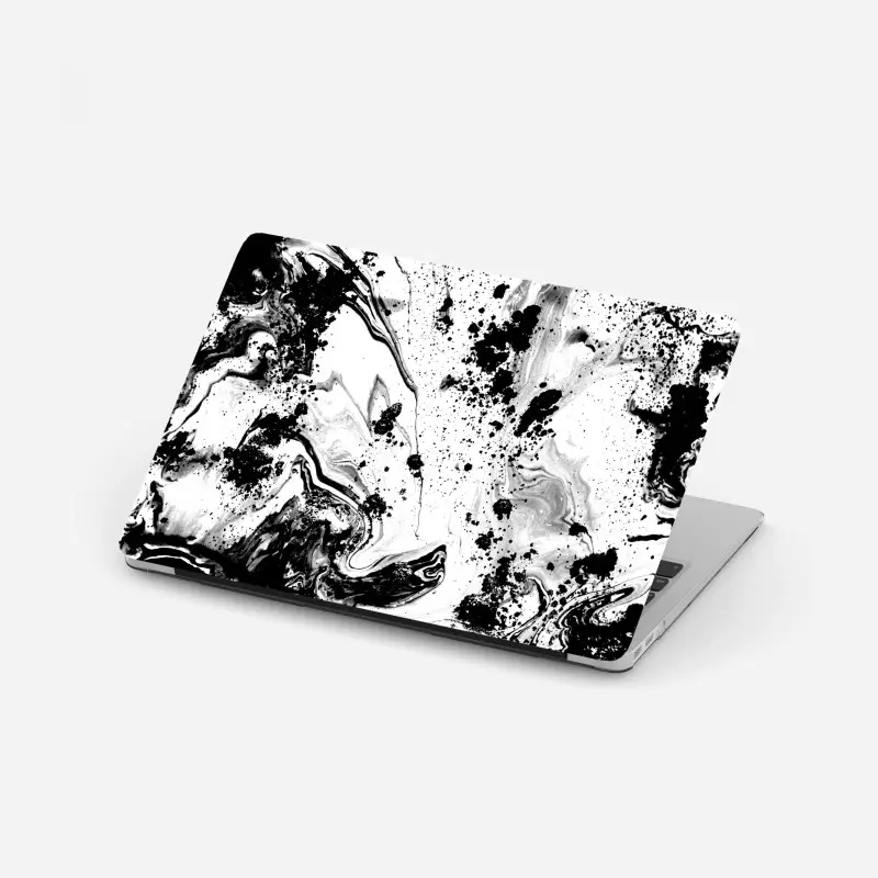 Laptop sticker monochrome marble ink abstract