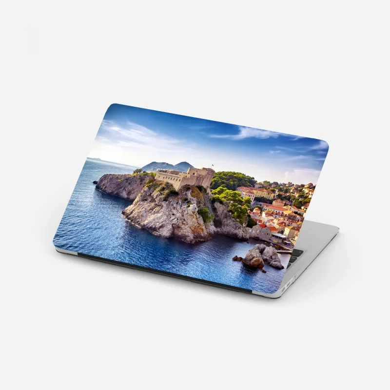 Laptop sticker Dubrovnik coastal fortress on rocky cliffs