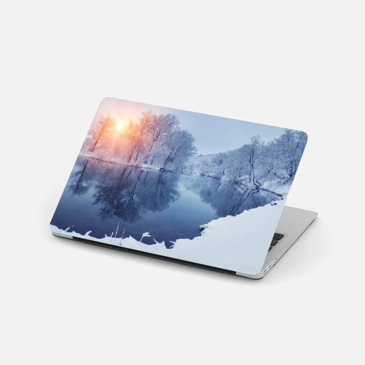 Laptop sticker serene winter river at sunset ⁕ Wallissimo® Laptop sticker serene winter river at sunset ⁕ Wallissimo®