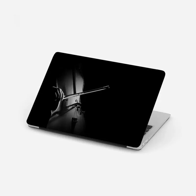 Laptop sticker elegant cello in monochrome