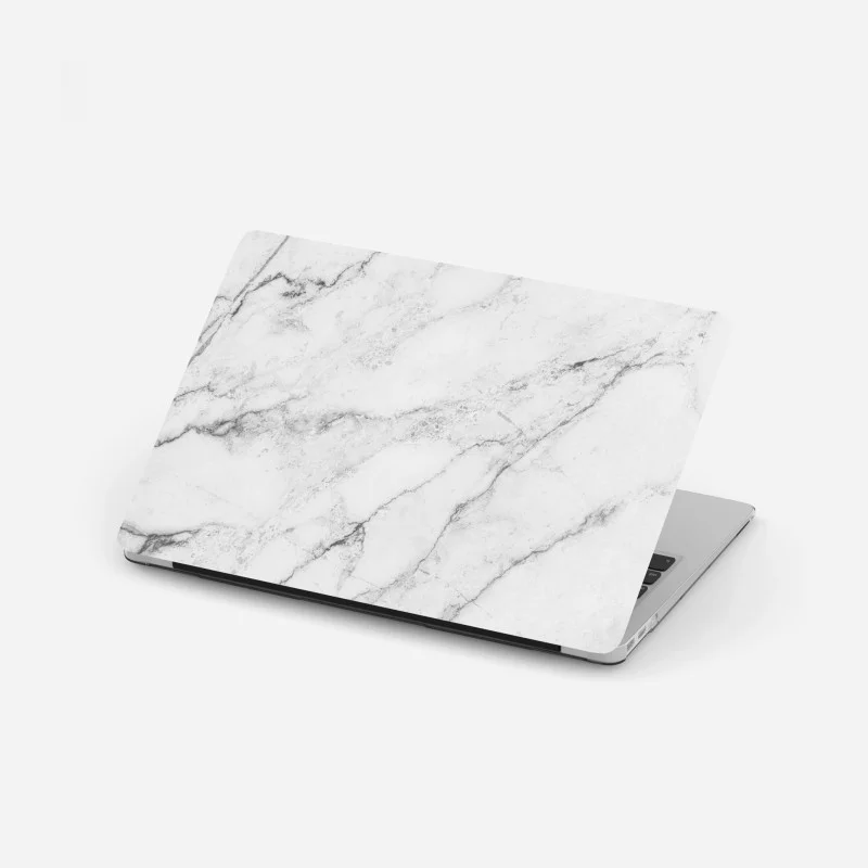 Laptop sticker white marble texture with gray veins