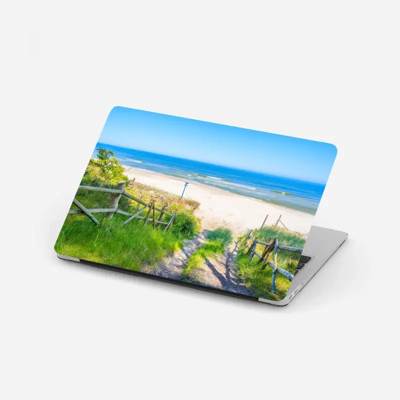 Laptop sticker tropical palm beach panorama • Wallissimo®