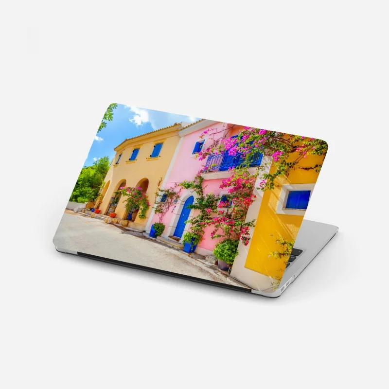 Laptop sticker colorful street in Kefalonia