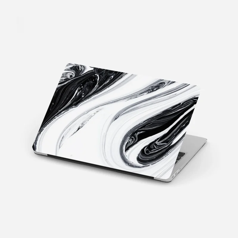 Laptop sticker monochrome marble swirl