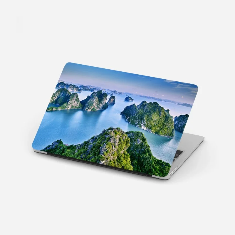 Laptop sticker Halong Bay limestone islands panorama
