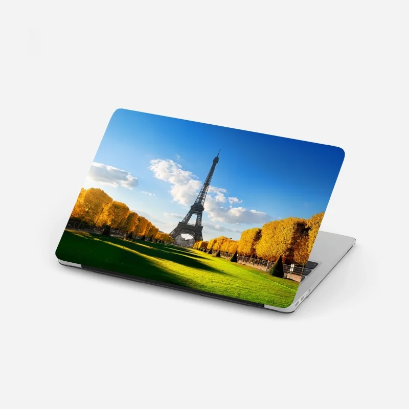 Laptop sticker spring at Champs de Mars, Eiffel Tower, Paris