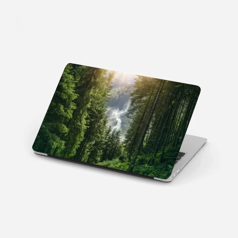 Laptop sticker Krimml waterfalls, lush alpine forest