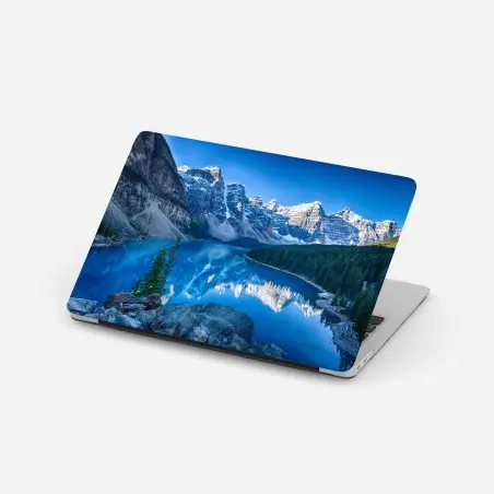 Laptop sticker serene alpine lake reflection • Wallissimo®