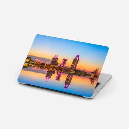 Laptop sticker Mobile skyline at sunset • Wallissimo®