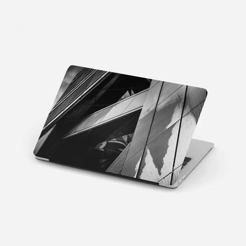 Laptop sticker geometric modern facade in monochrome