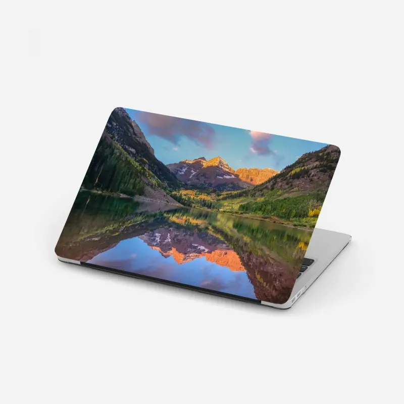 Laptop sticker Haifoss waterfall sunset panorama • Wallissimo®