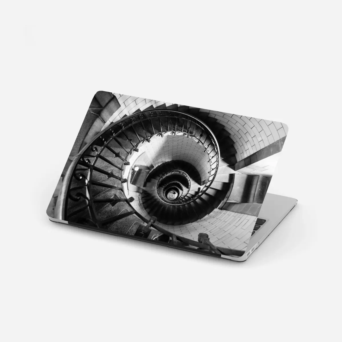 Laptop sticker spiral staircase in monochrome perspective ⁕ Wallissimo® Laptop sticker spiral staircase in monochrome perspective ⁕ Wallissimo®