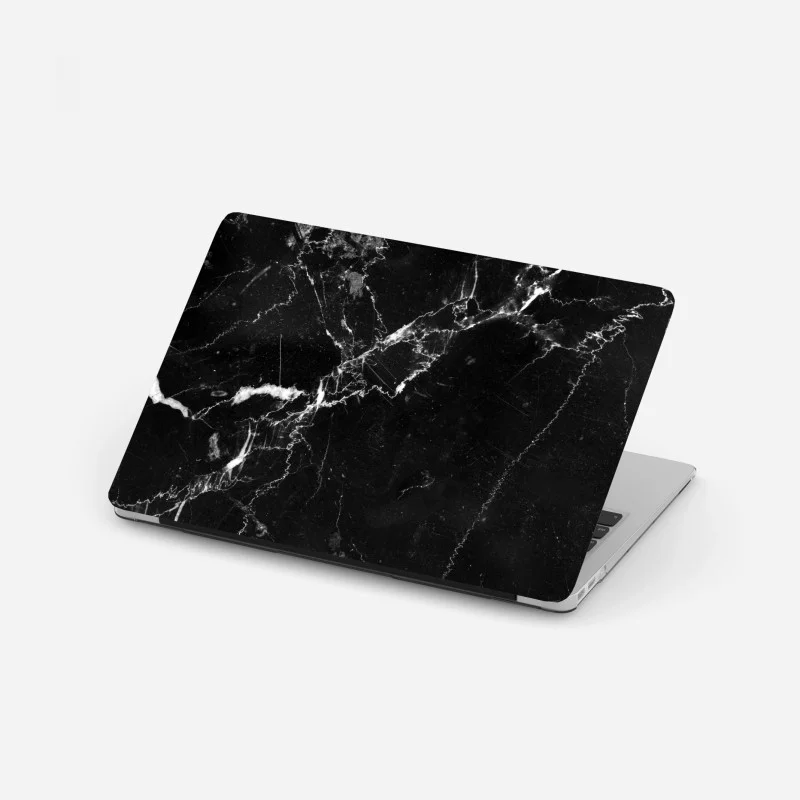 Laptop sticker black marble veins texture