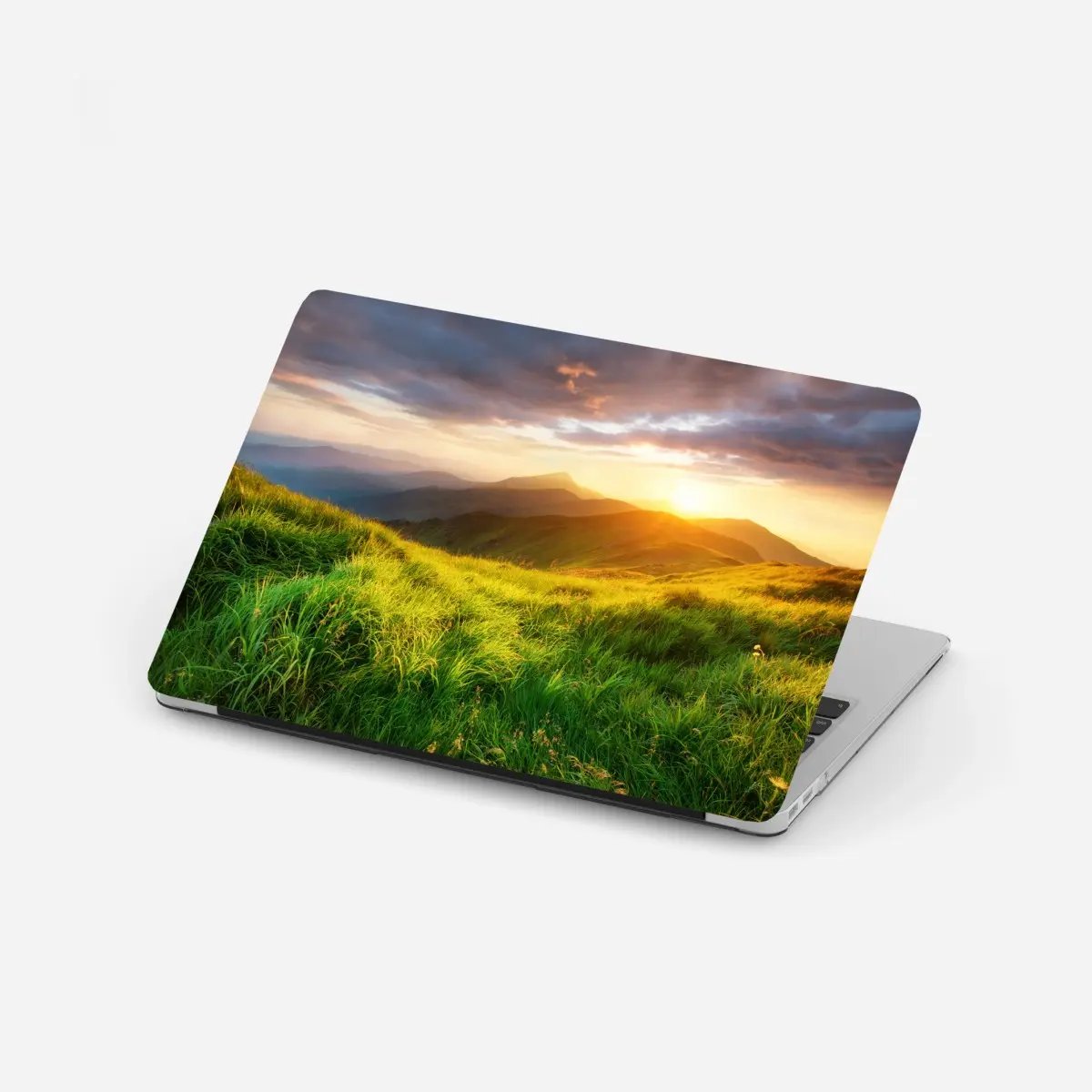Laptop sticker sunlit mountain meadow at sunrise ⁕ Wallissimo® Laptop sticker sunlit mountain meadow at sunrise ⁕ Wallissimo®