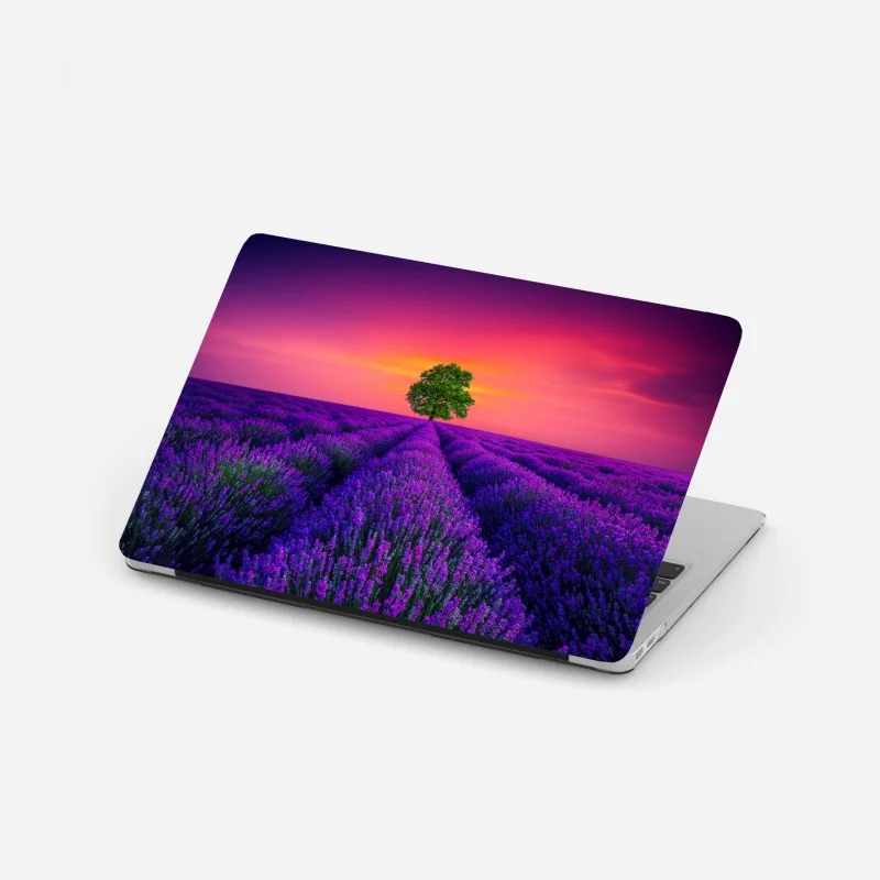 Laptop sticker lavender sunset with lone tree