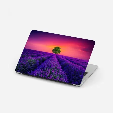 Laptop sticker lavender sunset with lone tree • Wallissimo®