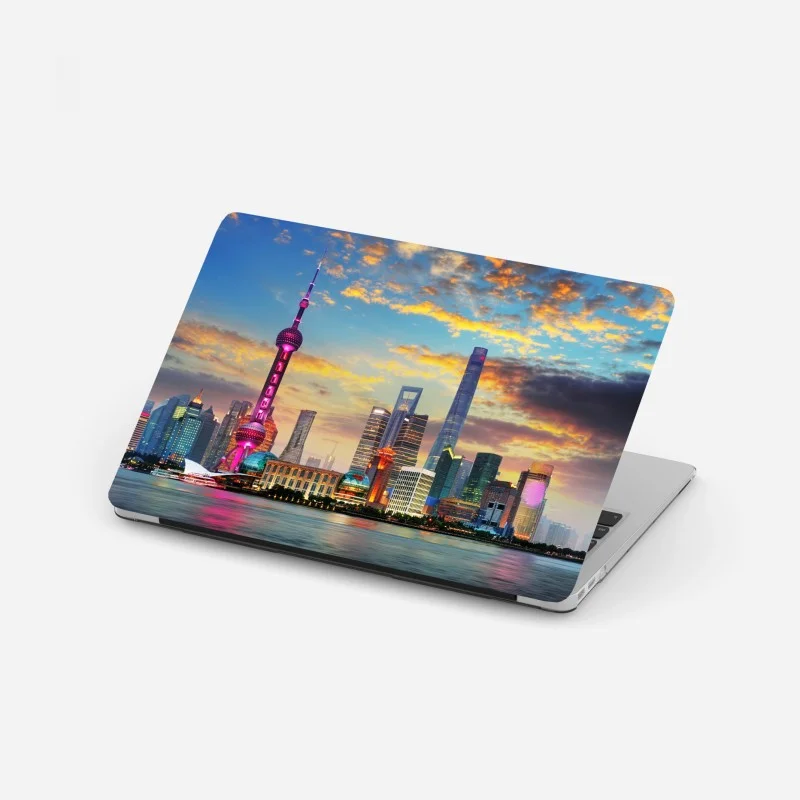 Laptop sticker Shanghai skyline at sunset