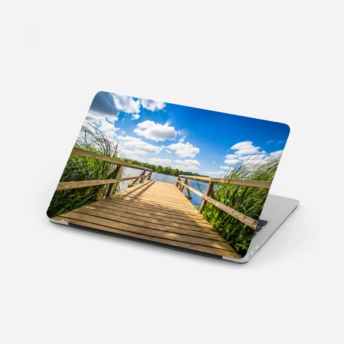 Laptop sticker sunlit lakeside dock at midday ⁕ Wallissimo® Laptop sticker sunlit lakeside dock at midday ⁕ Wallissimo®