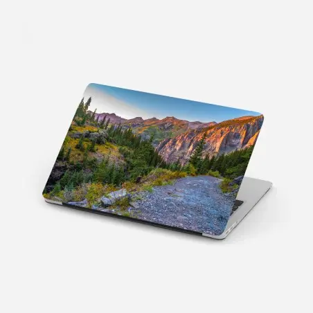 Laptop sticker alpine sunset mountain trail • Wallissimo®