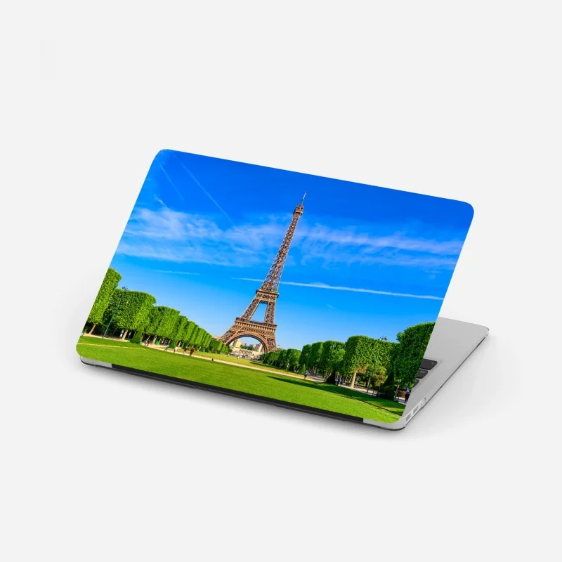 Laptop sticker Eiffel Tower at Champ de Mars, vibrant Paris skyline