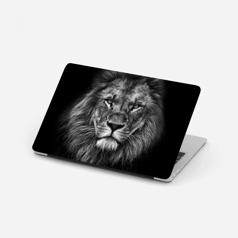 Laptop sticker majestic lion portrait in monochrome