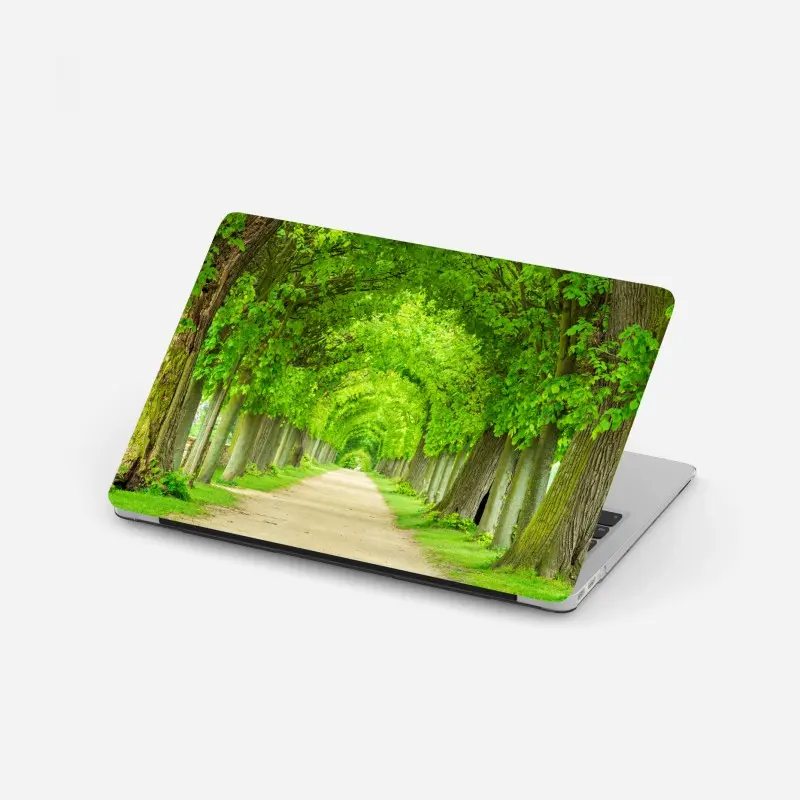 Laptop sticker green tree tunnel walkway