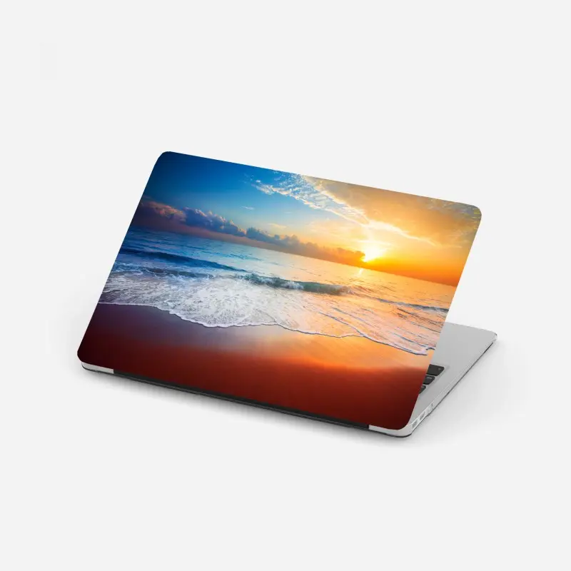 Laptop sticker serene sunset over the ocean