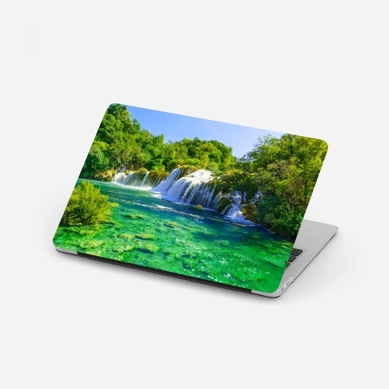 Laptop sticker emerald waterfall oasis