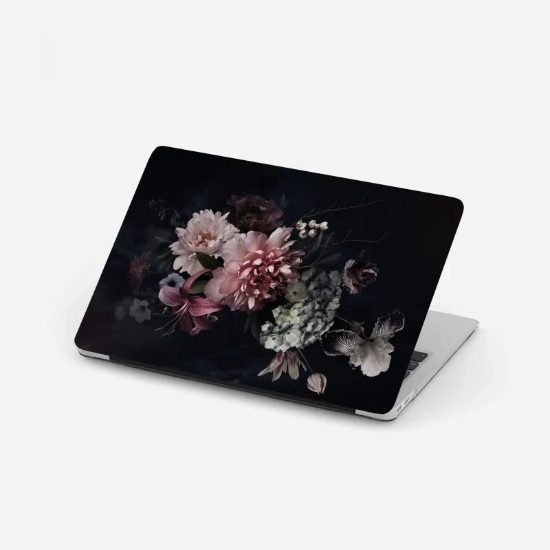 Laptop sticker moody peony and hydrangea bouquet