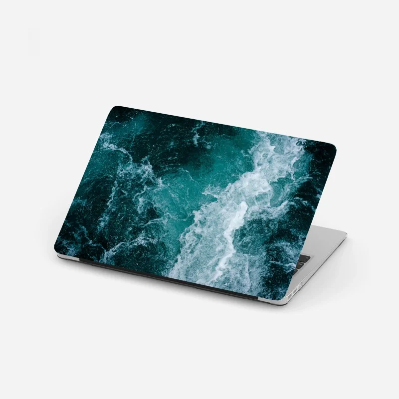 Laptop sticker turquoise ocean waves texture