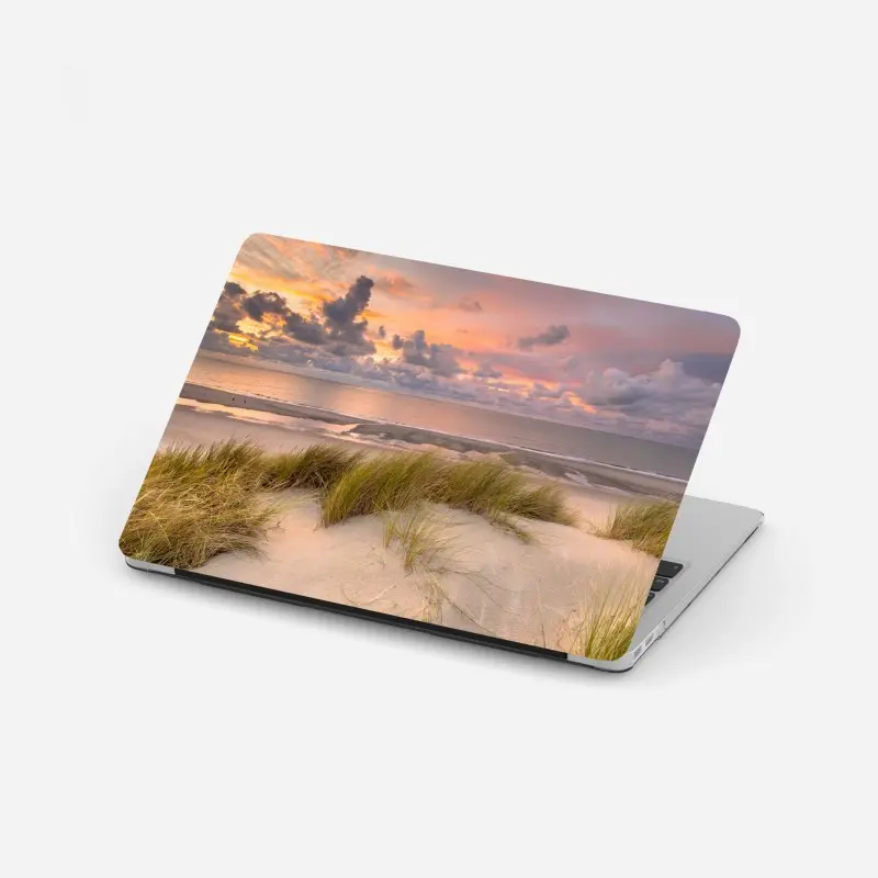 Laptop sticker sunset over Zeeland dunes