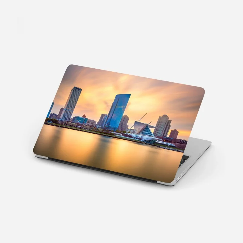Laptop sticker Milwaukee skyline at twilight