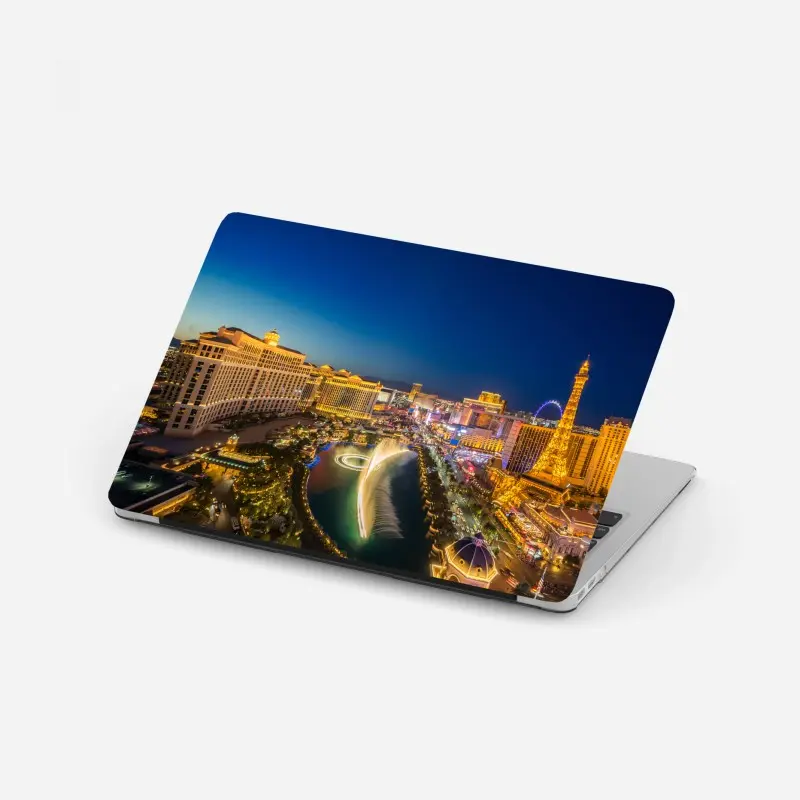 Laptop sticker serene mountain lake reflection • Wallissimo®