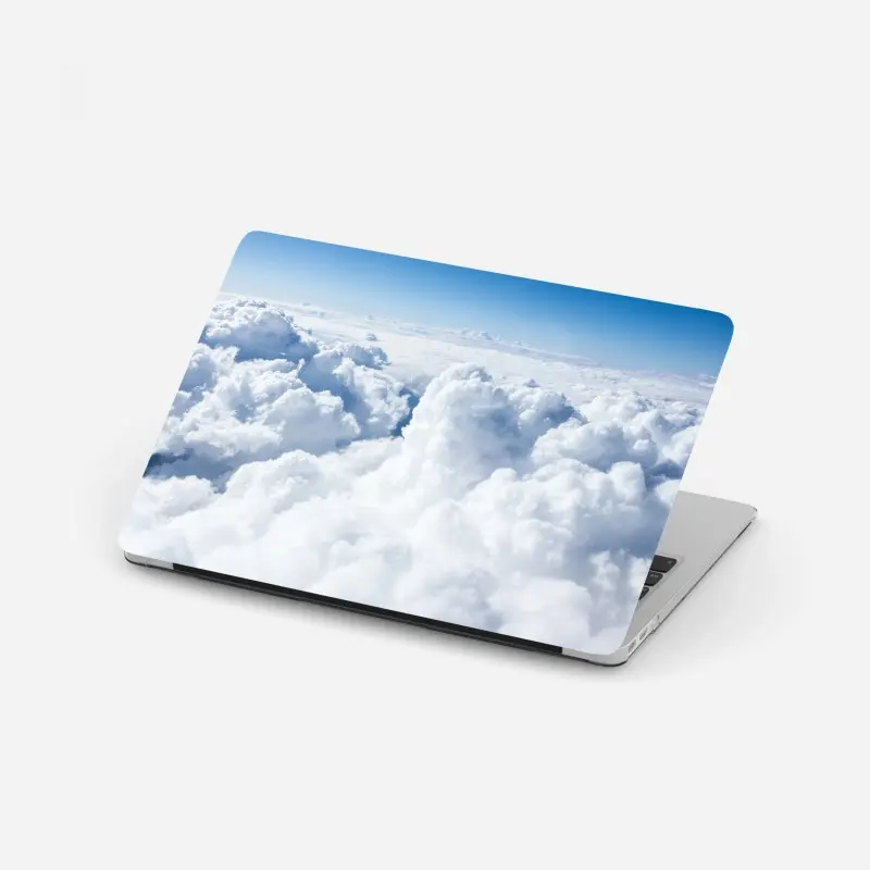 Laptop sticker view from above: soft clouds and blue sky