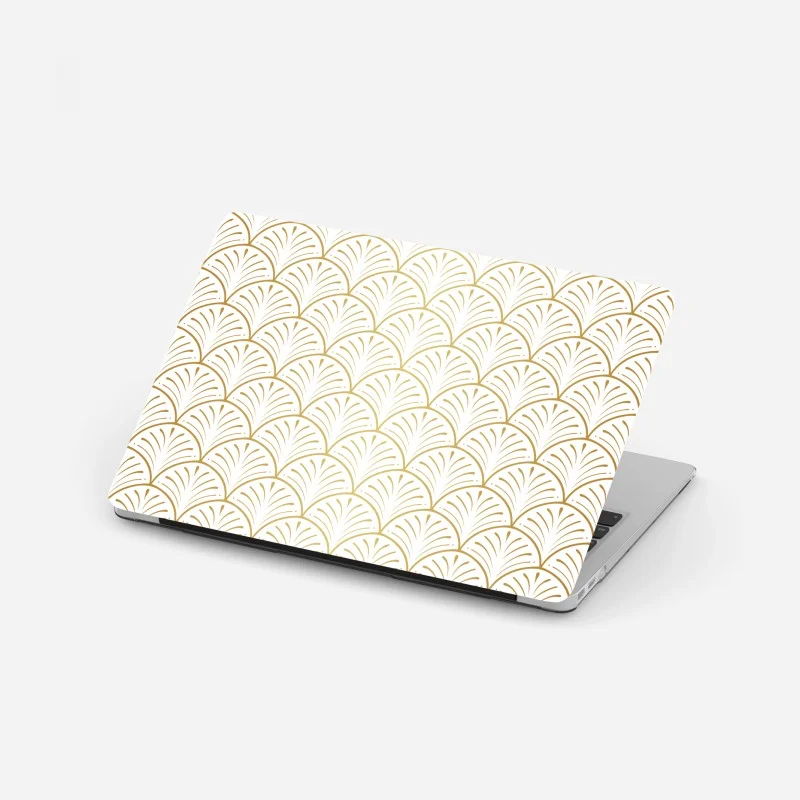 Laptop sticker gold art deco fan pattern