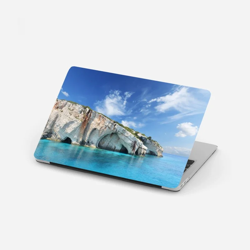 Laptop sticker blue caves on Zakynthos