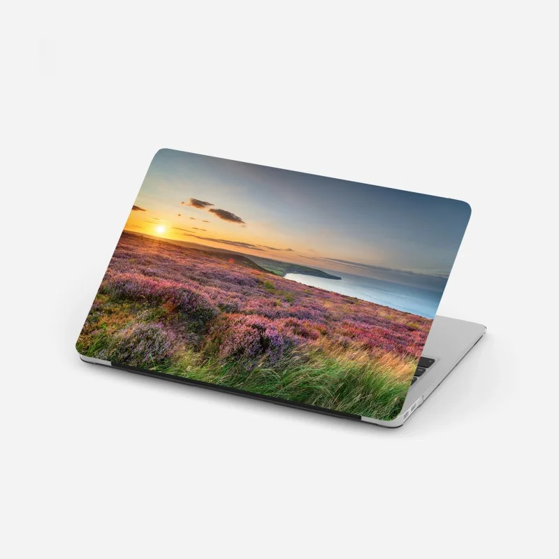 Laptop sticker sunset over heather on the North York Moors