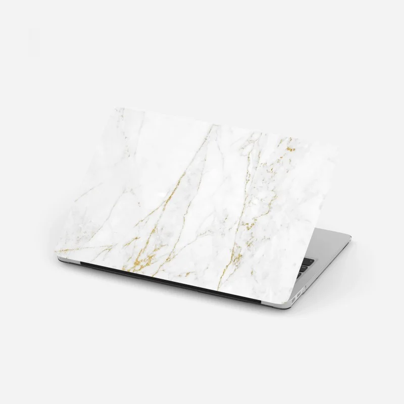 Laptop sticker white marble with gold veins