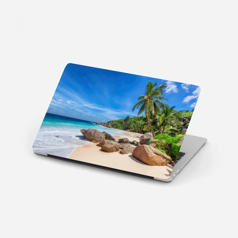 Laptop sticker tropical palm beach seascape