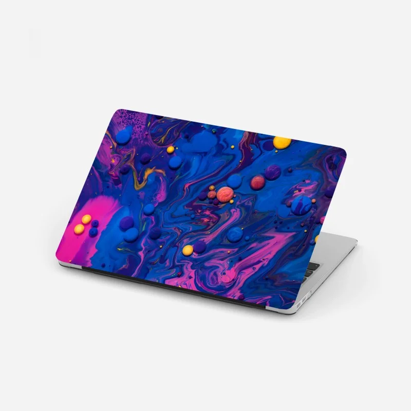 Laptop sticker vibrant cosmic paint swirls