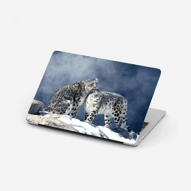 Laptop sticker majestic snow leopards in winter