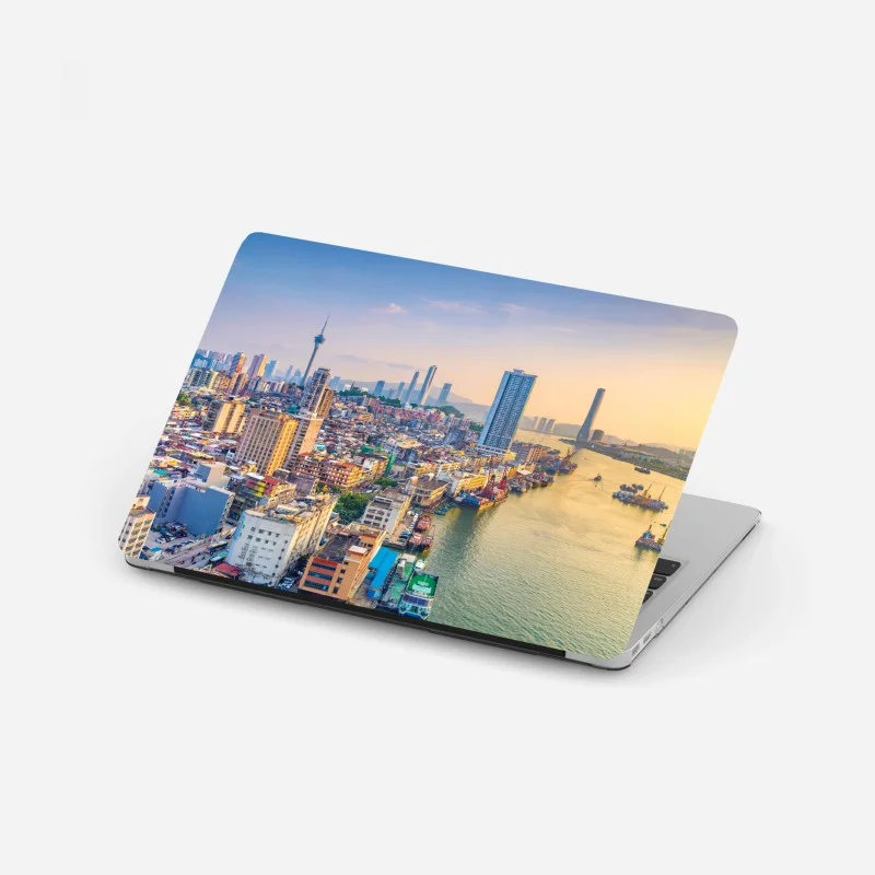 Laptop sticker Macau skyline at sunset