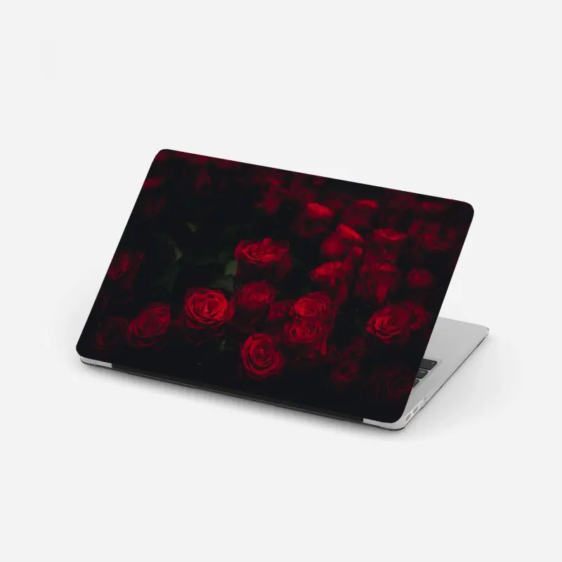 Laptop sticker moody red rose bouquet