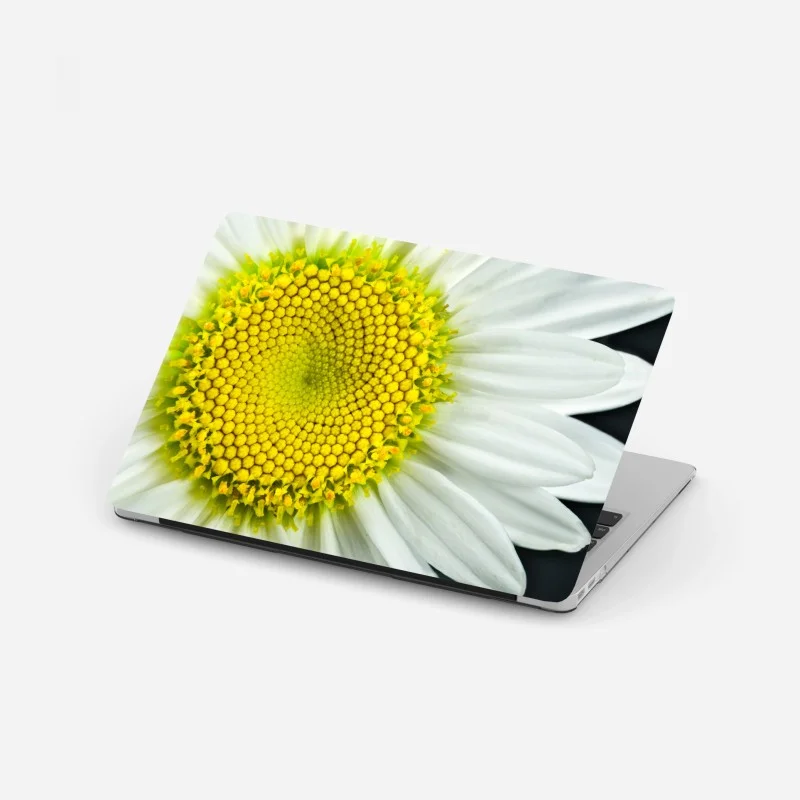 Laptop sticker shasta daisy macro spiral