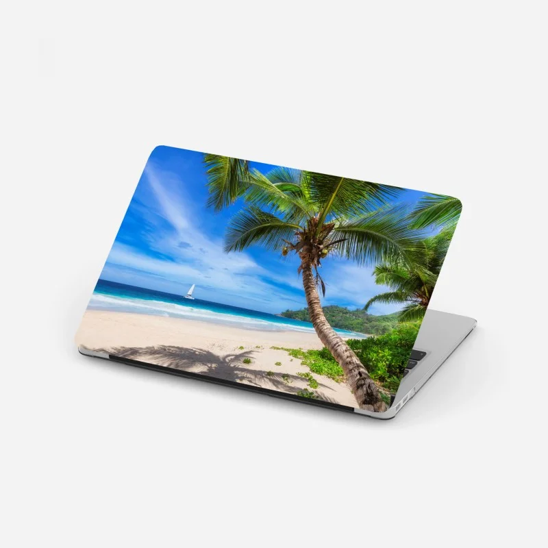 Laptop sticker tropical palm beach seascape