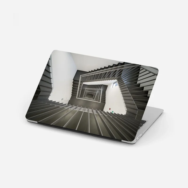 Laptop sticker geometric stairwell perspective