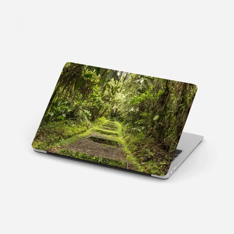 Laptop sticker lush jungle pathway through verdant rainforest