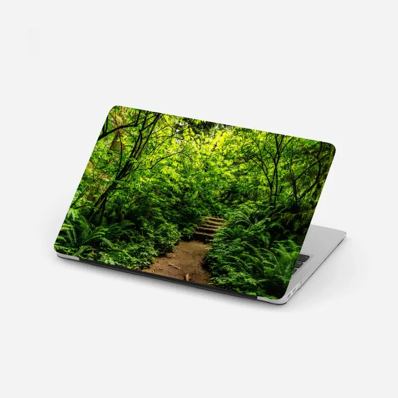 Laptop sticker lush green forest trail