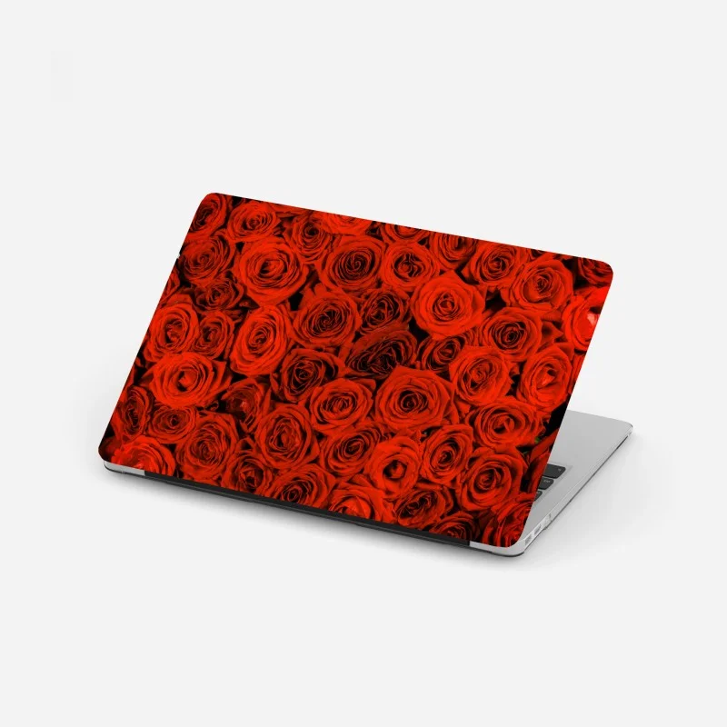 Laptop sticker lush red rose bouquet