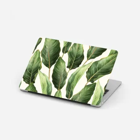 Laptop sticker tropical banana leaf seamless pattern • Wallissimo®
